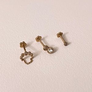 Banter Lot of 3 10K Yellow Gold Threaded Cartilage Earrings